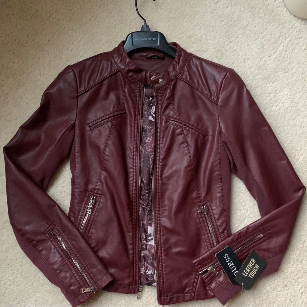 Maroon Wilson's Faux Leather Moto Jacket XS